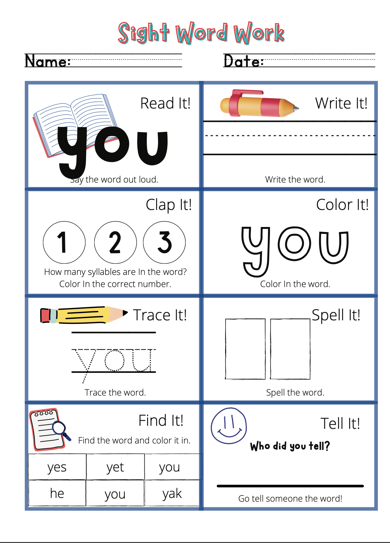 Sight Words Activity Workbook – 95+ Pages of Reading & Writing Practice
