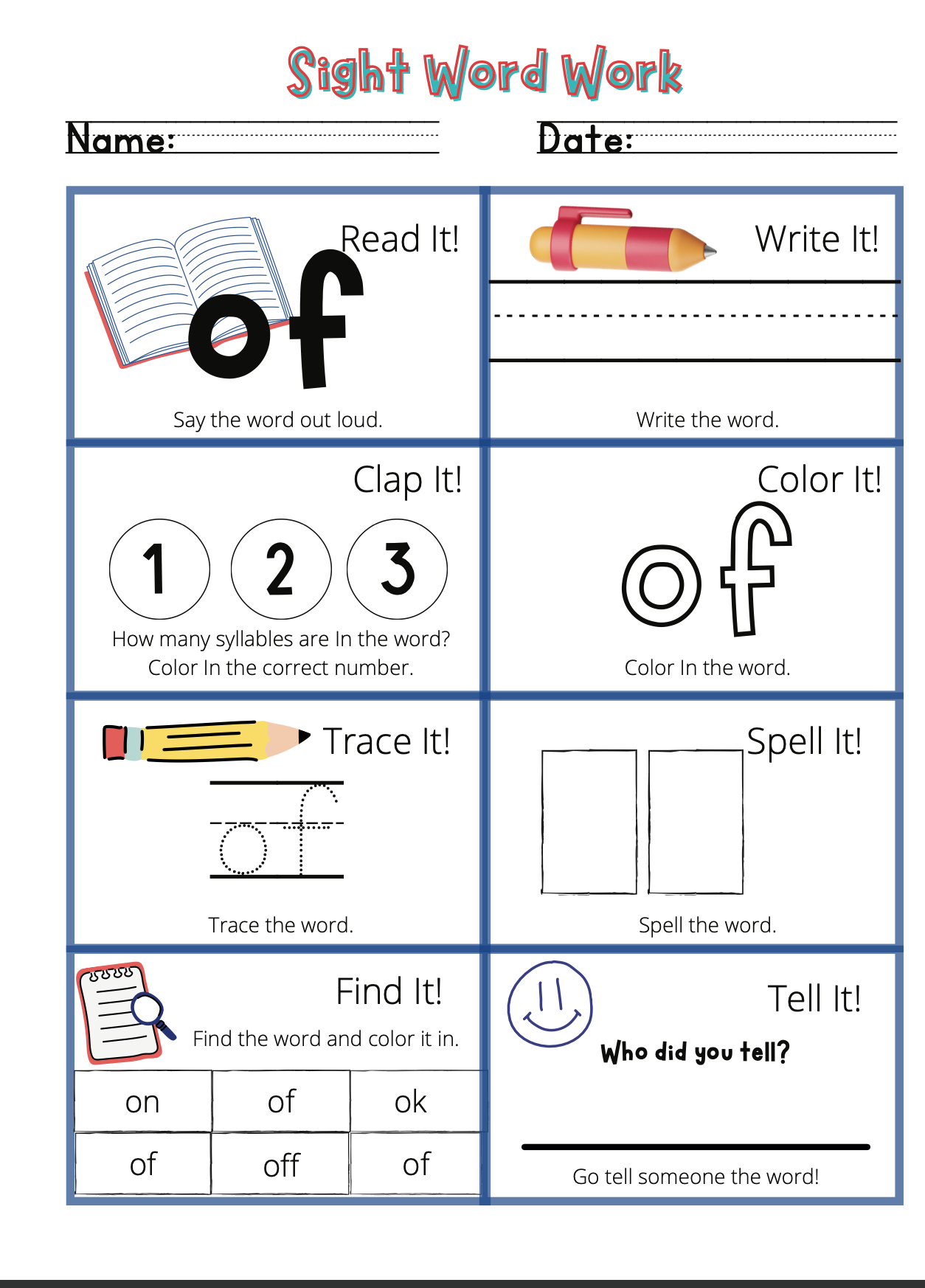 Sight Words Activity Workbook – 95+ Pages of Reading & Writing Practice