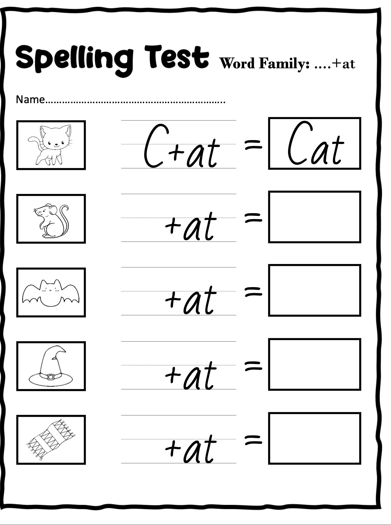Spelling Test Workbook for Early Writers – Word Families & Phonics Practice