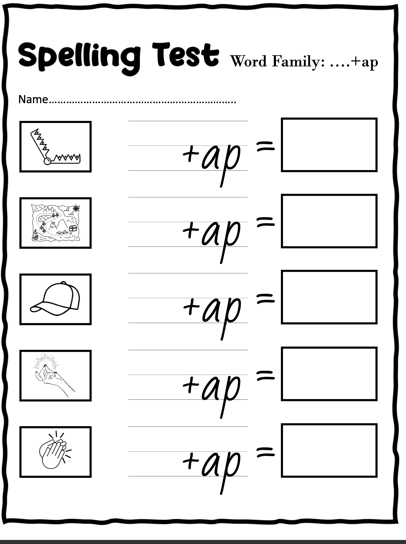 Spelling Test Workbook for Early Writers – Word Families & Phonics Practice