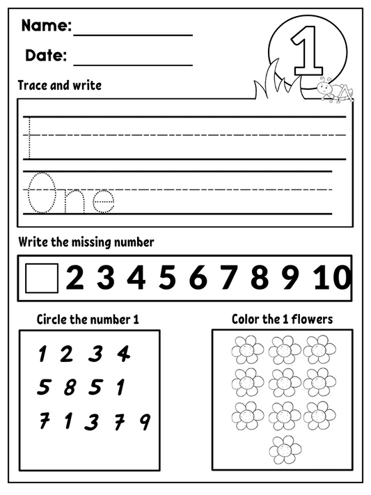 Number Activities – Worksheets 1–10