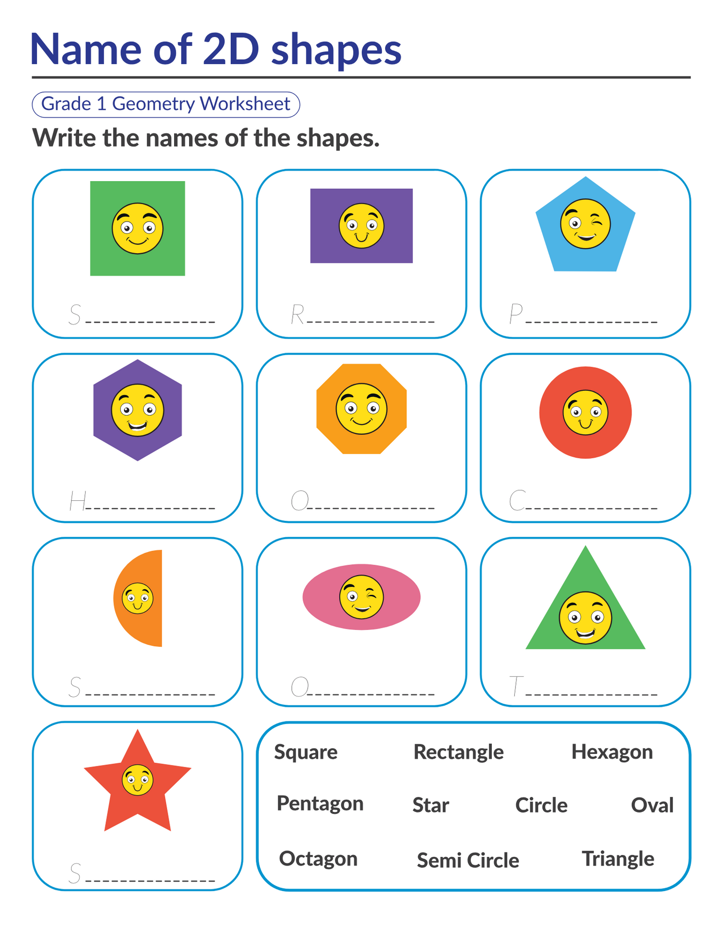 2D Shapes Worksheets