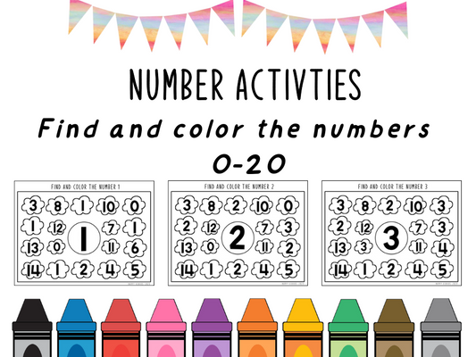 Number Activities – Find the Numbers 0–20 | Fun Printable Worksheets for Kids