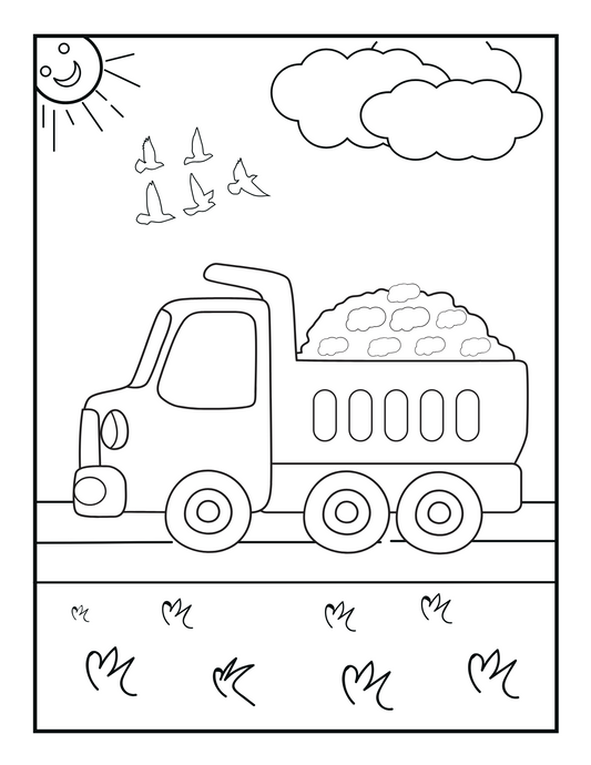 Vehicle Coloring Book for Kids – 20 Pages of Cars, Trucks, Planes & More