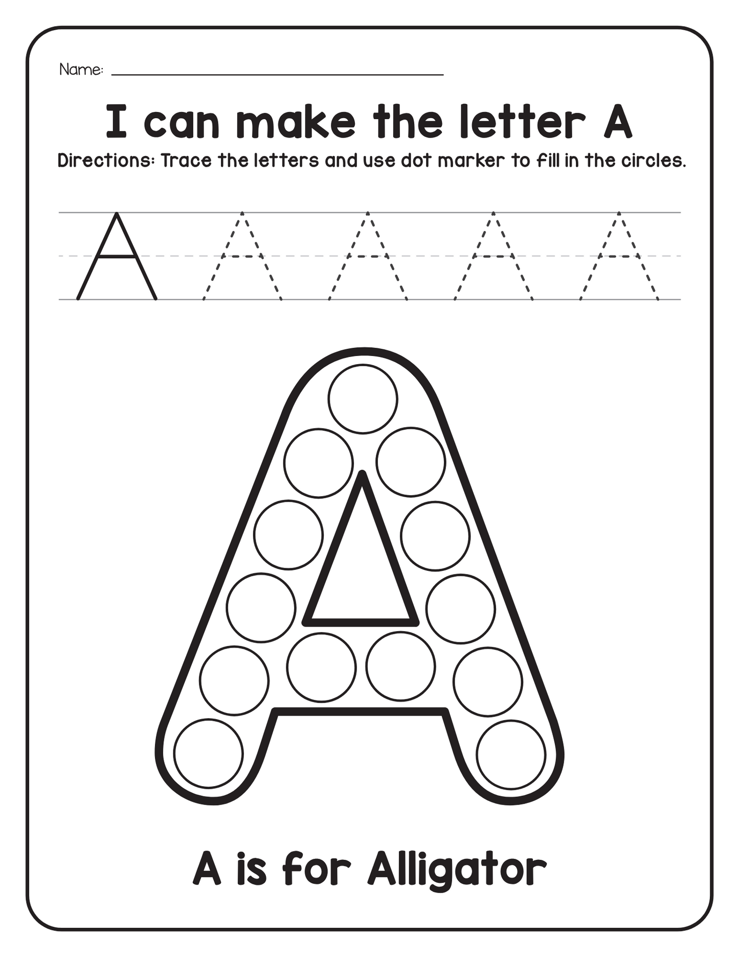 A–Z Animals Dot Marker Worksheets