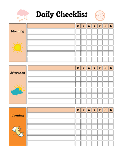 Daily School Checklist – Printable & Editable in Canva | Morning & Afternoon Routine Tracker