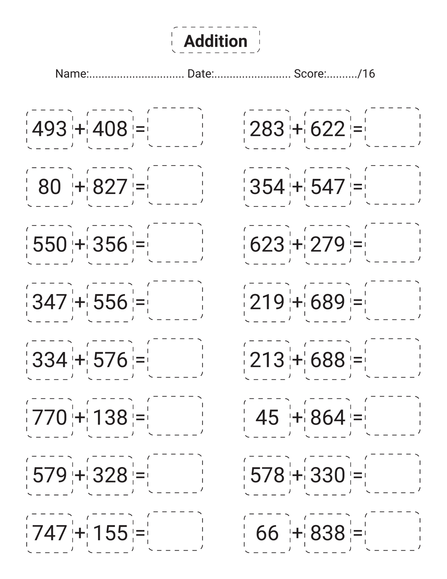 Addition Math Workbook for Kids – 60+ Pages of Practice Problems