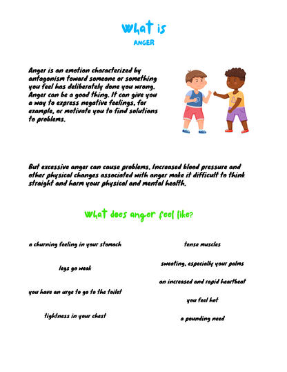 Anger Management for Kids – Printable & Editable Workbook in Canva