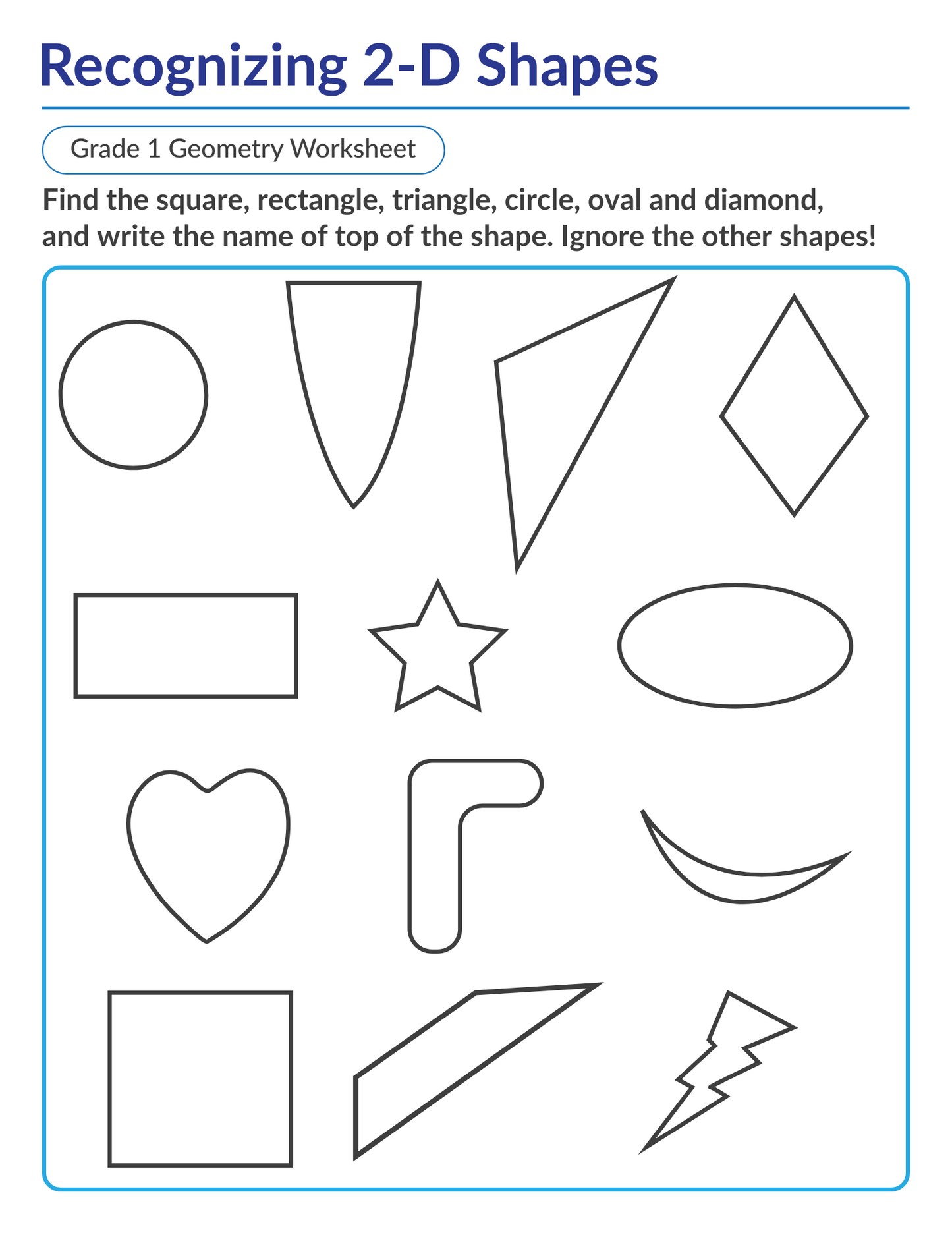2D Shapes Worksheets