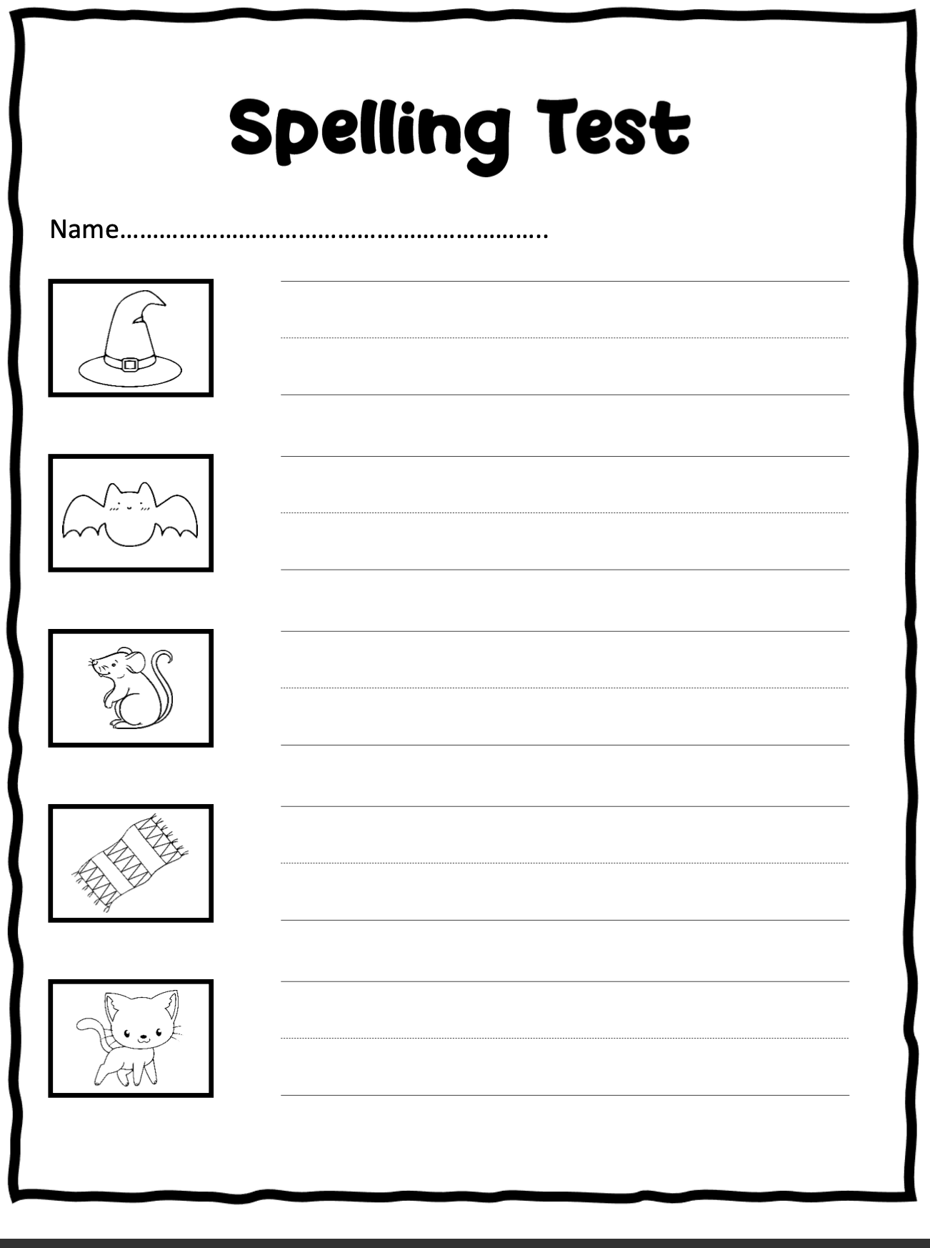 Spelling Test Workbook for Early Writers – Word Families & Phonics Practice